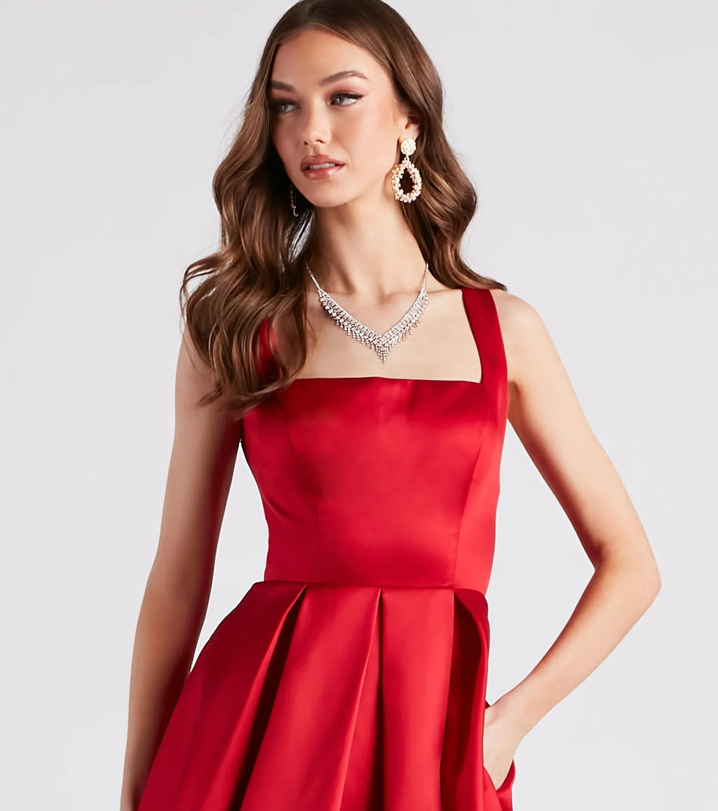 Kristine Satin Lace-Up A-Line Ball Gown