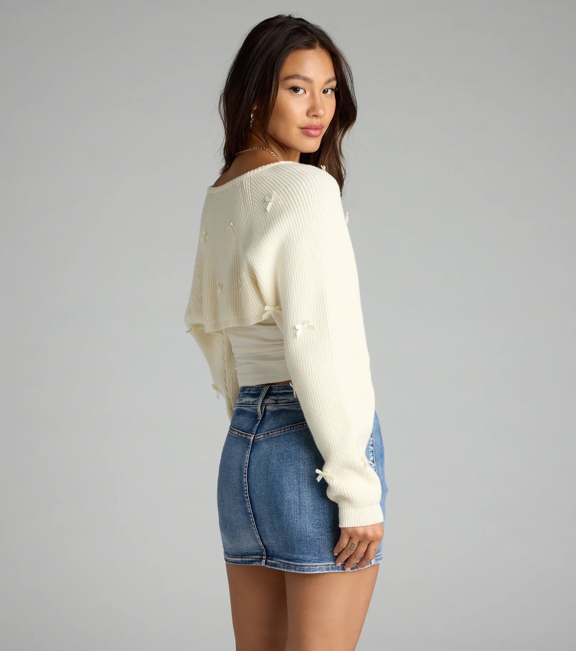 Cute But Casual Bow Knit Bolero