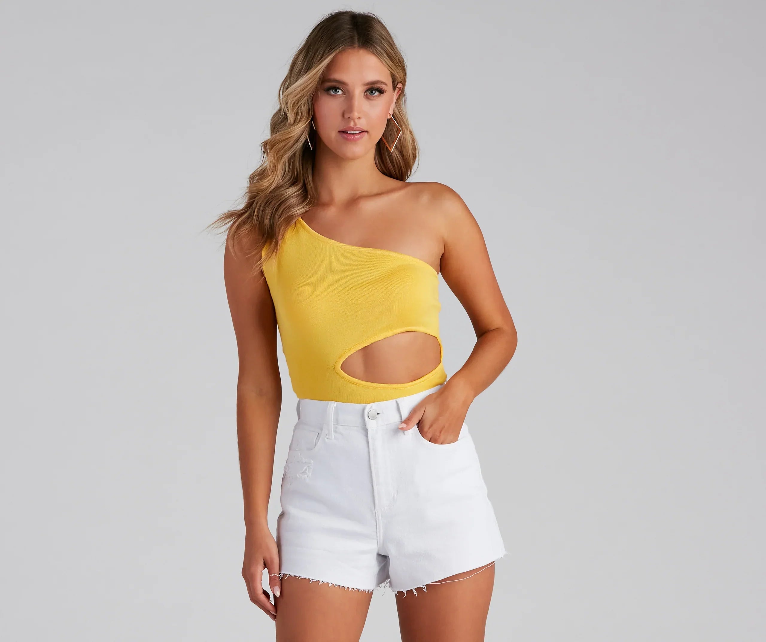 Stylish Cuts One Shoulder Sweater Top