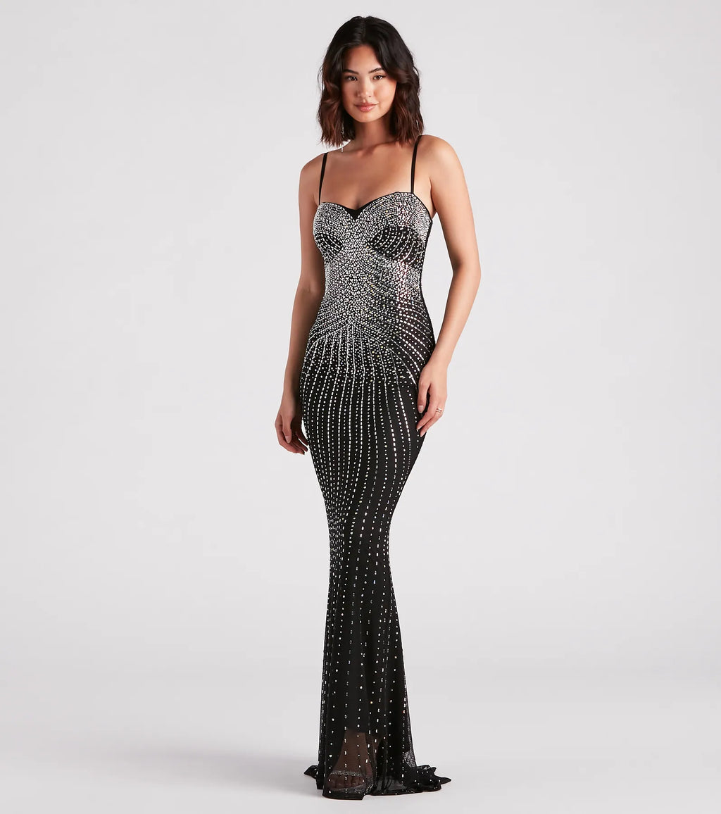 Tori Formal Rhinestone Mermaid Long Dress