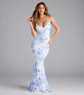Pascha Strappy Open Back Mermaid Floral Formal Dress