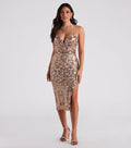 Cara Formal Sequin Lace-Up Midi Dress