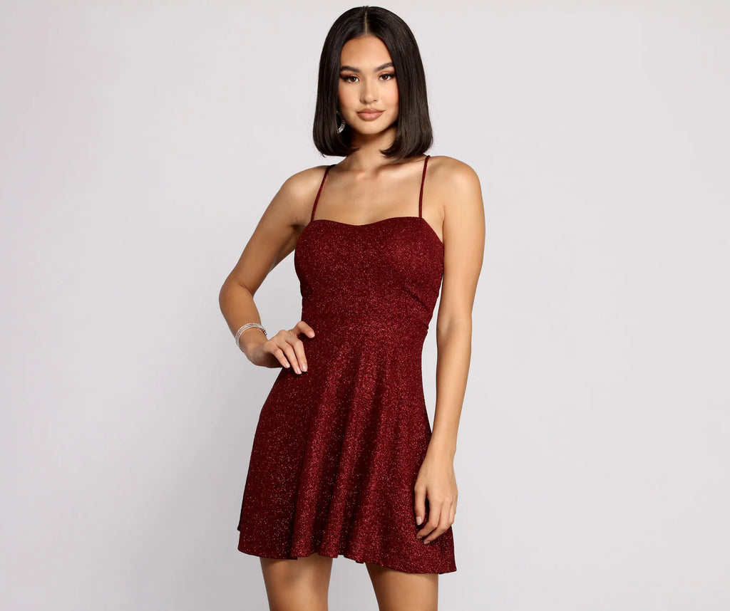 Dazzle and Glow Glitter and Rhinestone Sweetheart Dress
