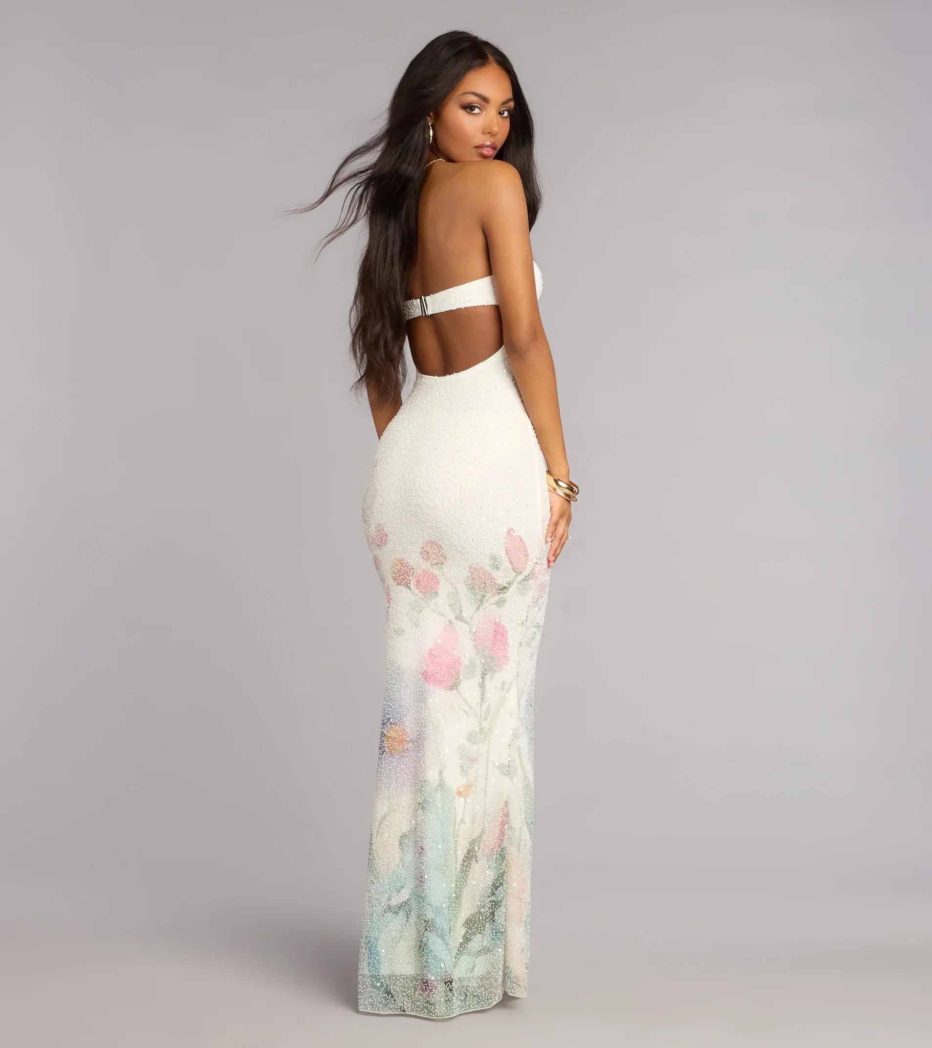 Jenna Floral Bead Mermaid Formal Dress
