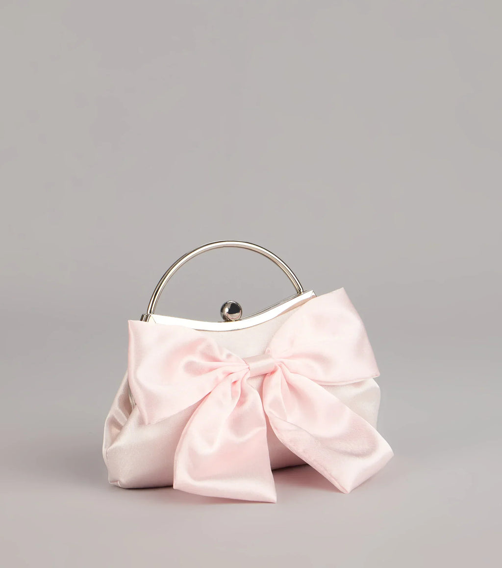 Sweet Luxe Satin Bow Clutch Purse