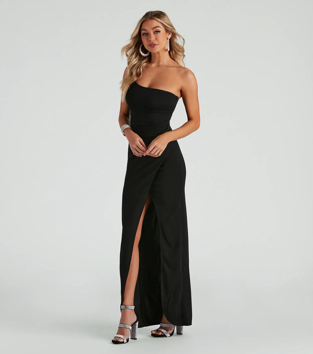Joules Formal One-Shoulder Crepe Dress