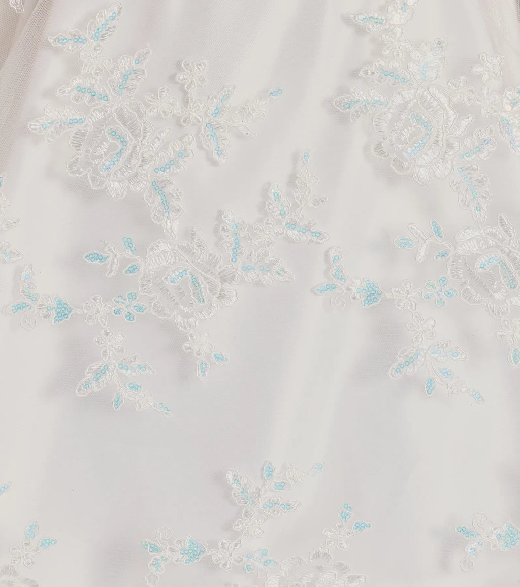 Chloe Sequin Embroidered Mesh Skater Dress