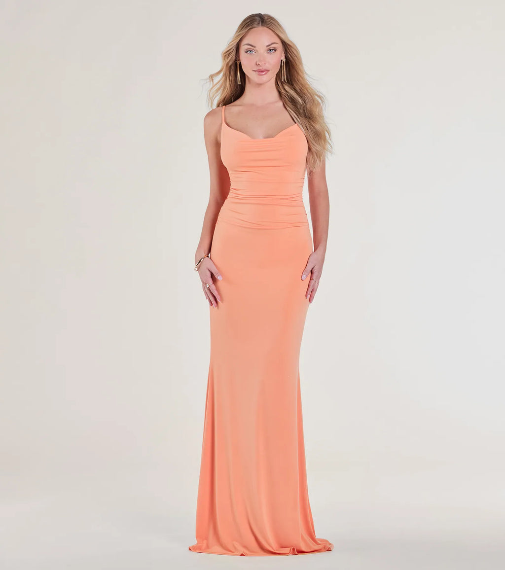 Lilliana Cowl Neck Knit Mermaid Dress