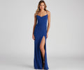 Alondra Cowl Neck Metallic Glitter Formal Dress