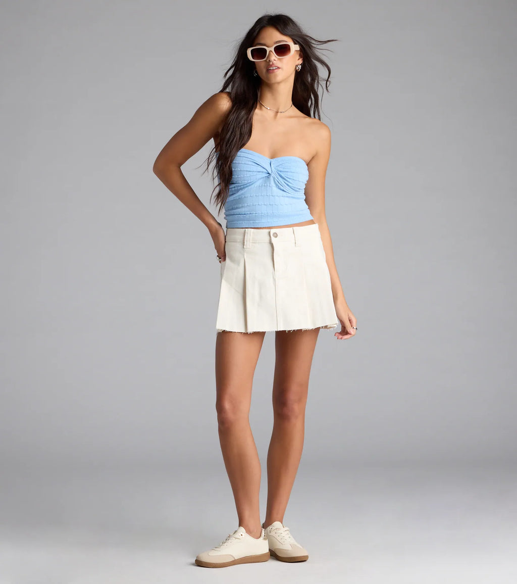 Sweet Honey Strapless Twist Crop Top