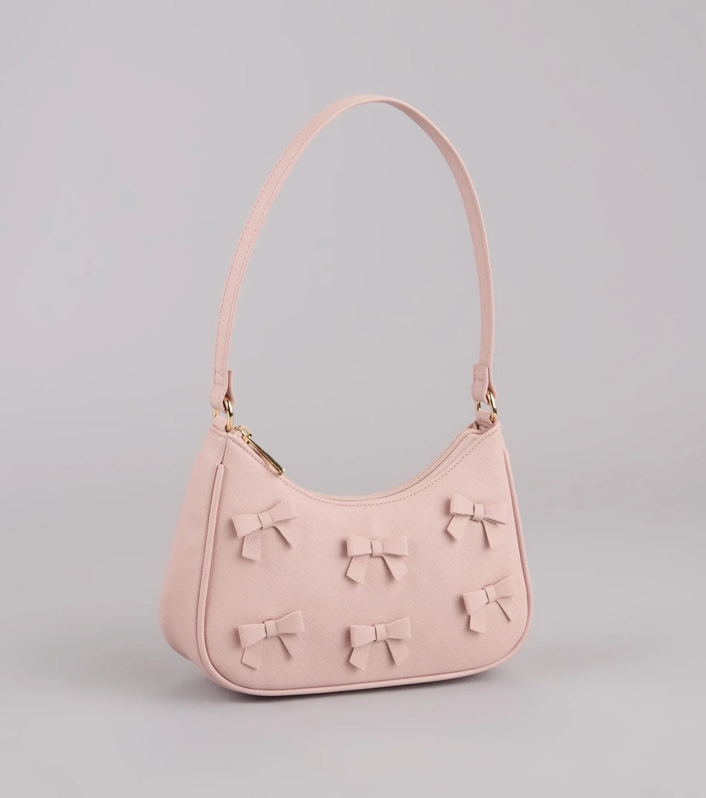 Poised Cuteness Bow Saffiano Shoulder Bag