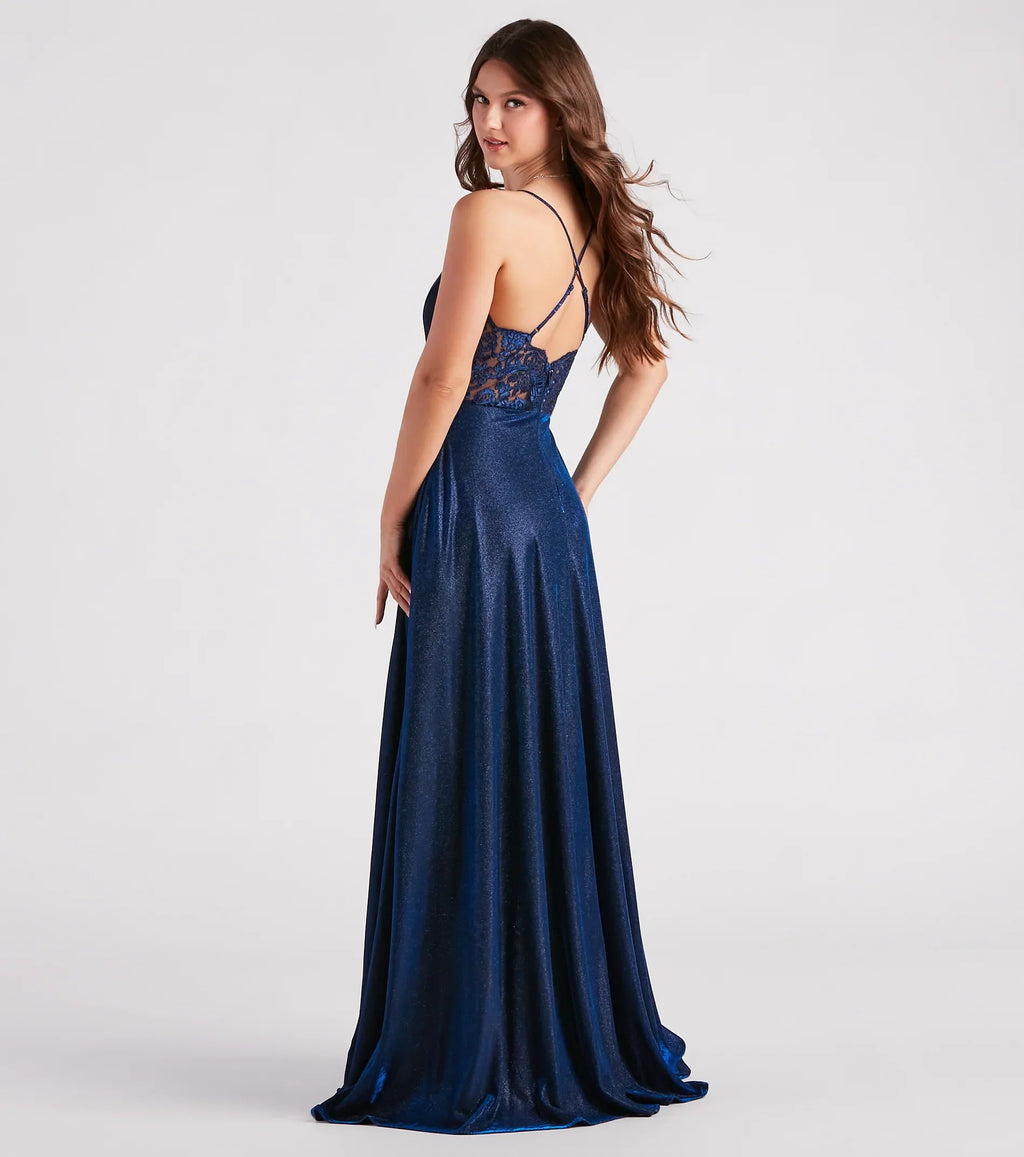 Kensley Formal Glitter A-Line Dress