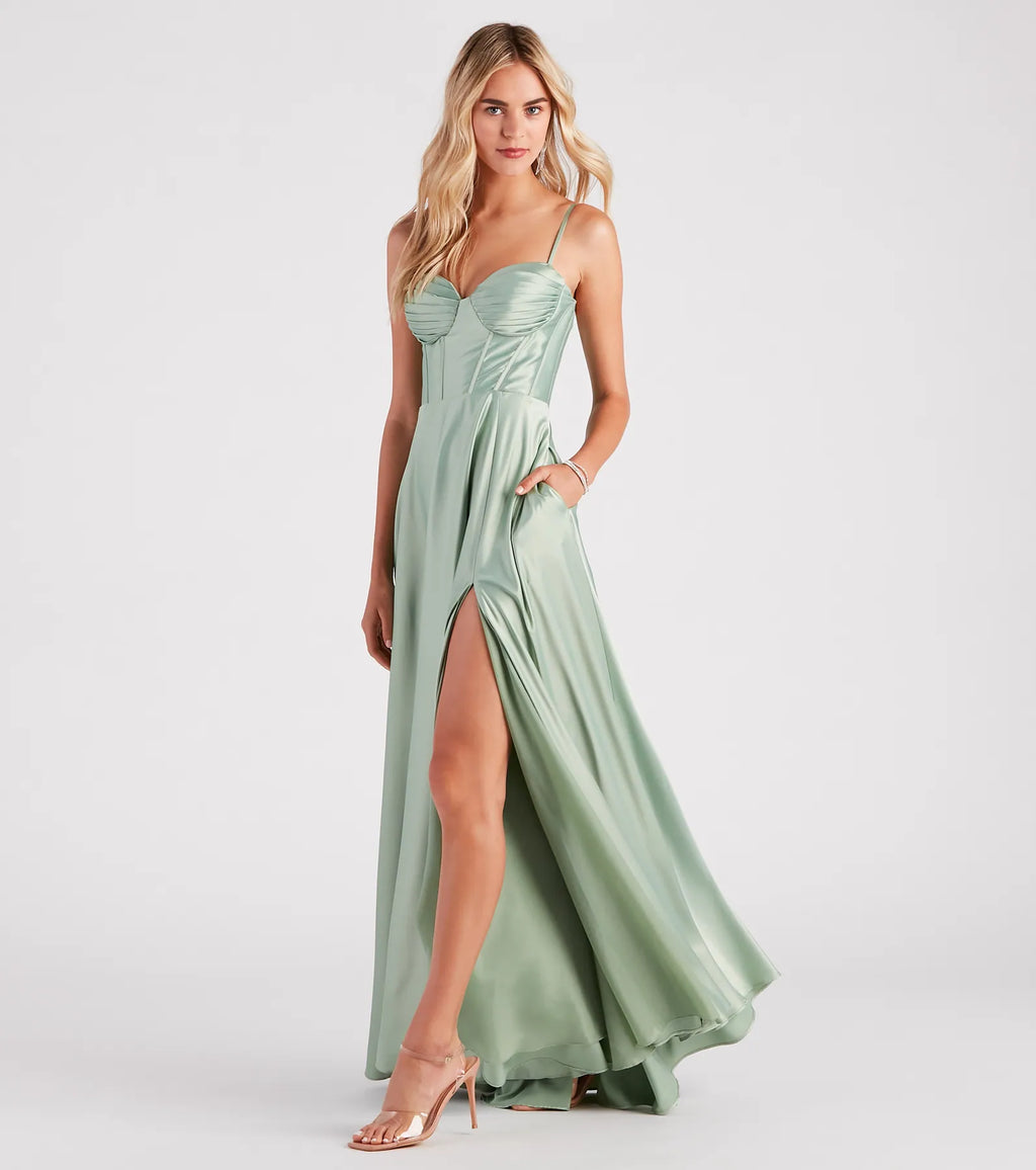 Lianne Satin Corset A-Line Formal Dress