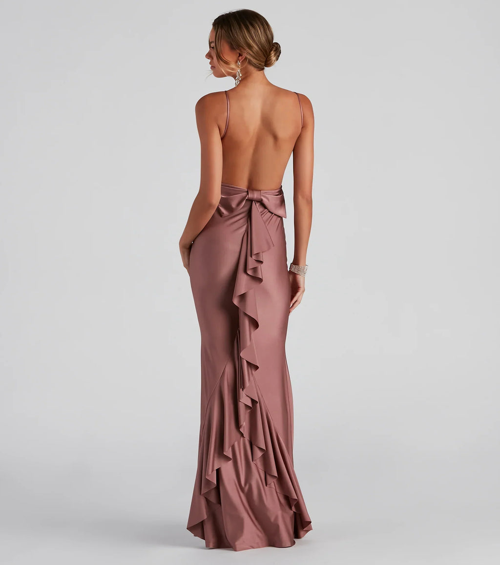Meadow Formal Open Back Ruffled Dress