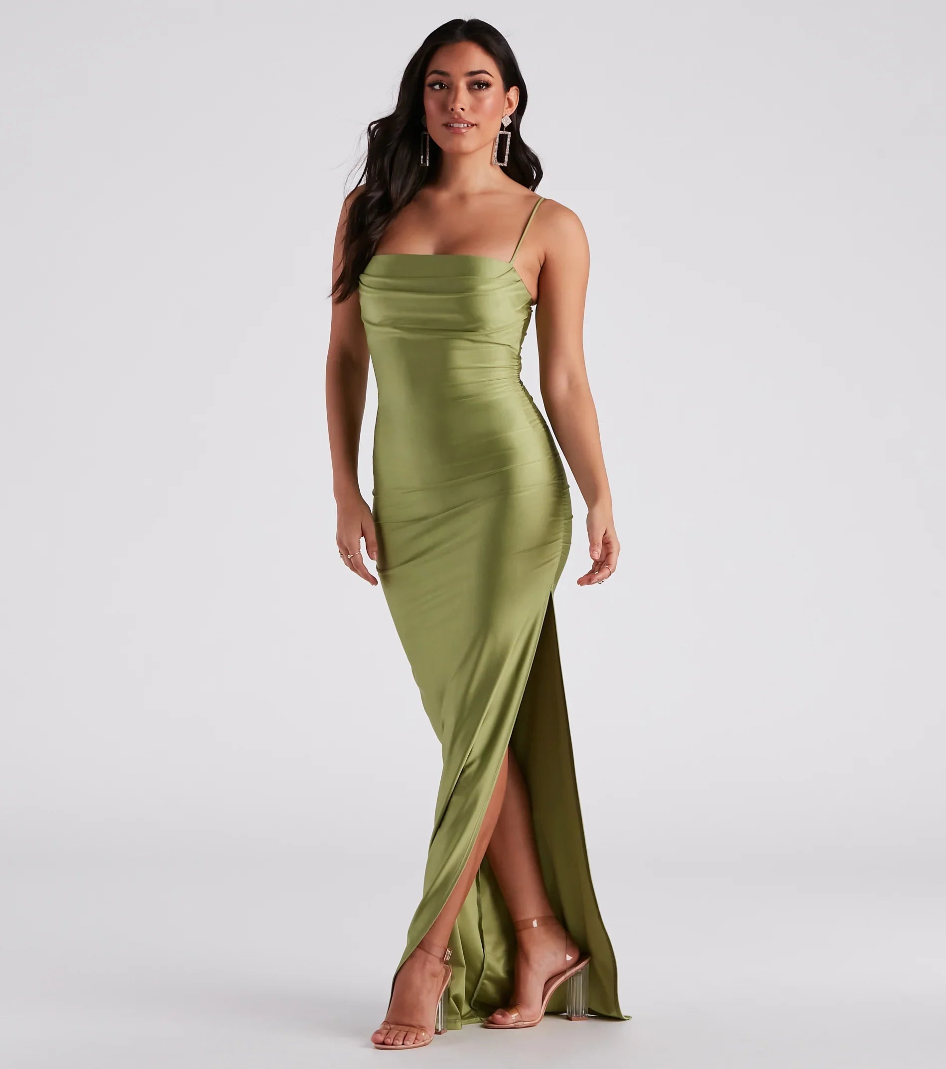 Ella Cowl Neck Satin Dress