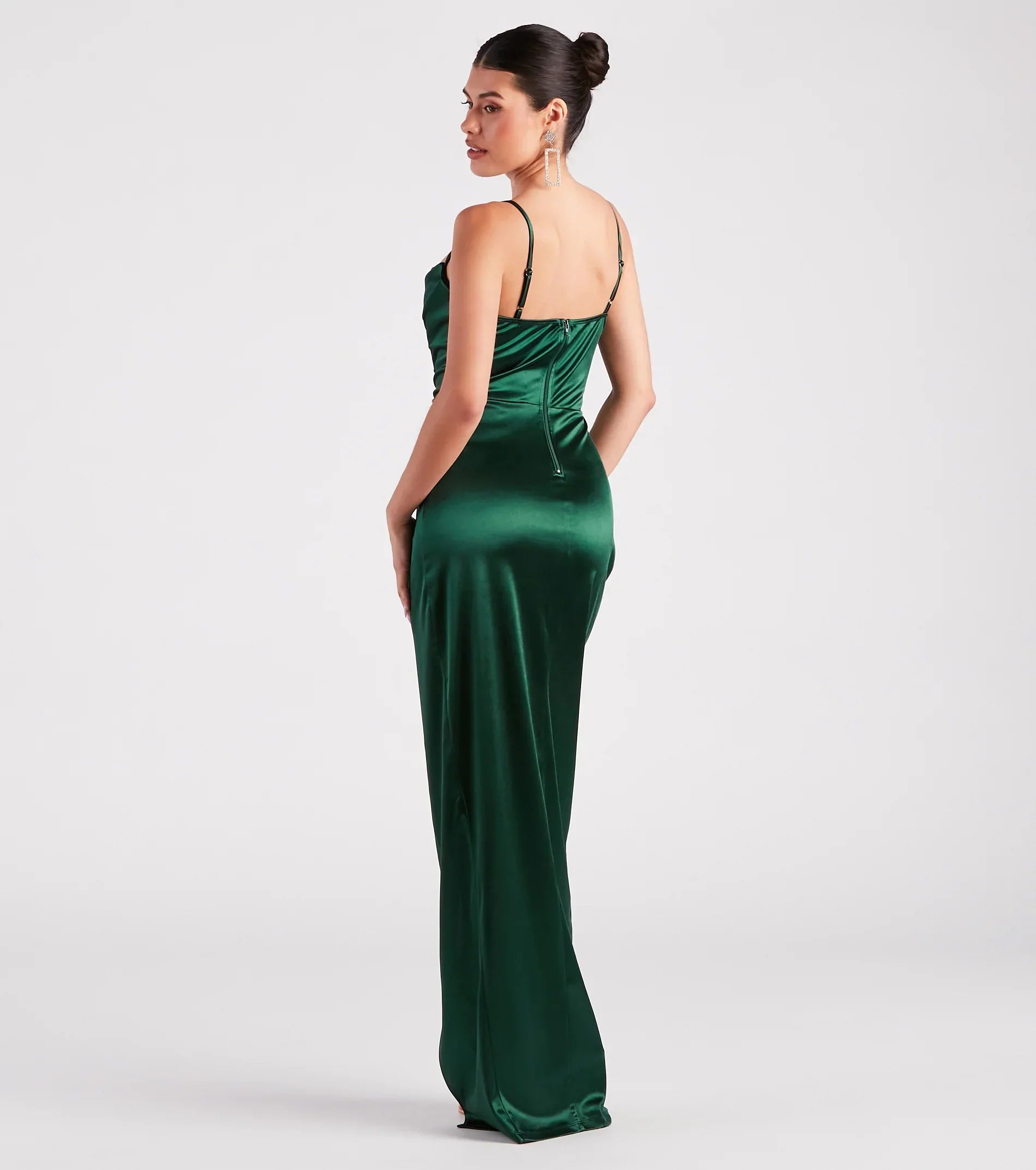 Julie Formal Satin Cowl Neck Wrap Dress