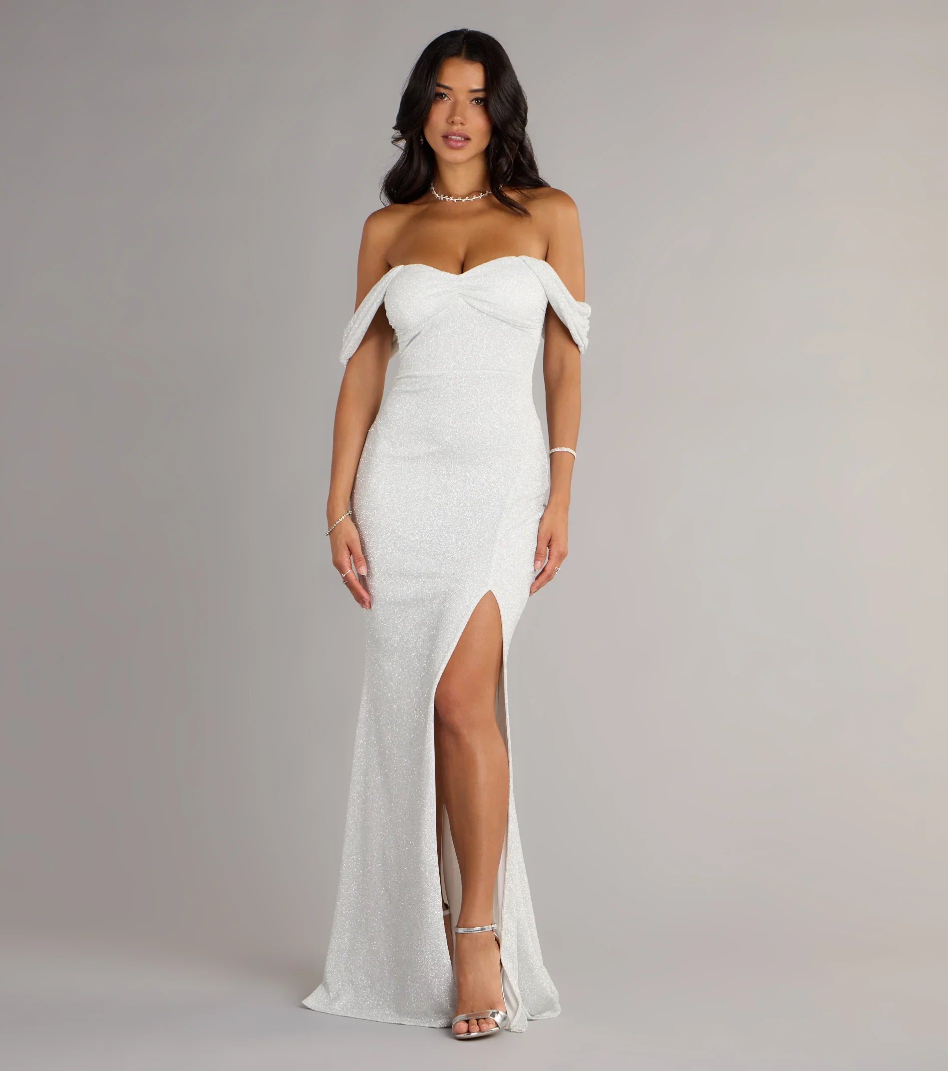 Tamara Off-The-Shoulder Mermaid Glitter Formal Dress