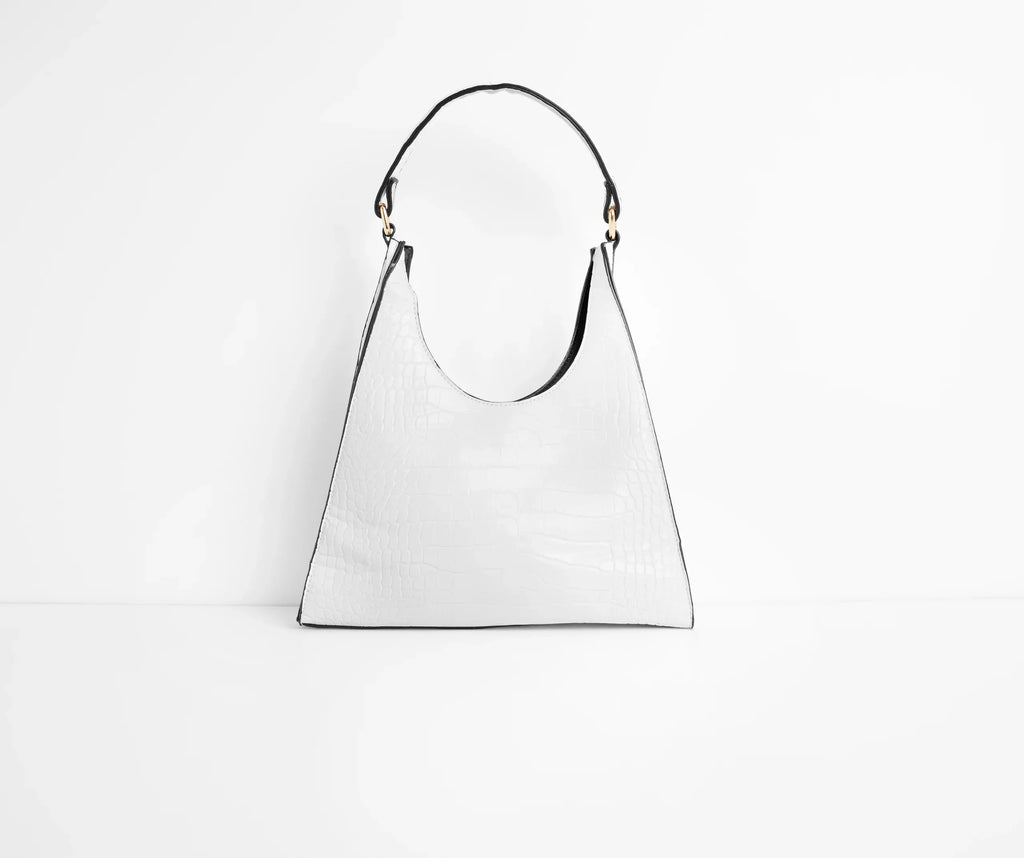 Better Days Faux Leather Triangle Croc Bag