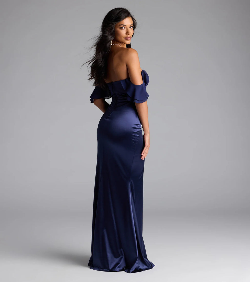 Cordella Sweetheart Mermaid Sit Satin Formal Dress