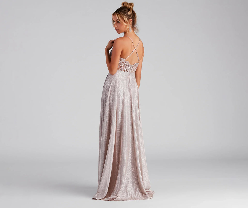 Palmer Formal Glitter Lace Dress