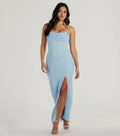 Klara Cowl Neck Faux Pearl Bead Column Dress