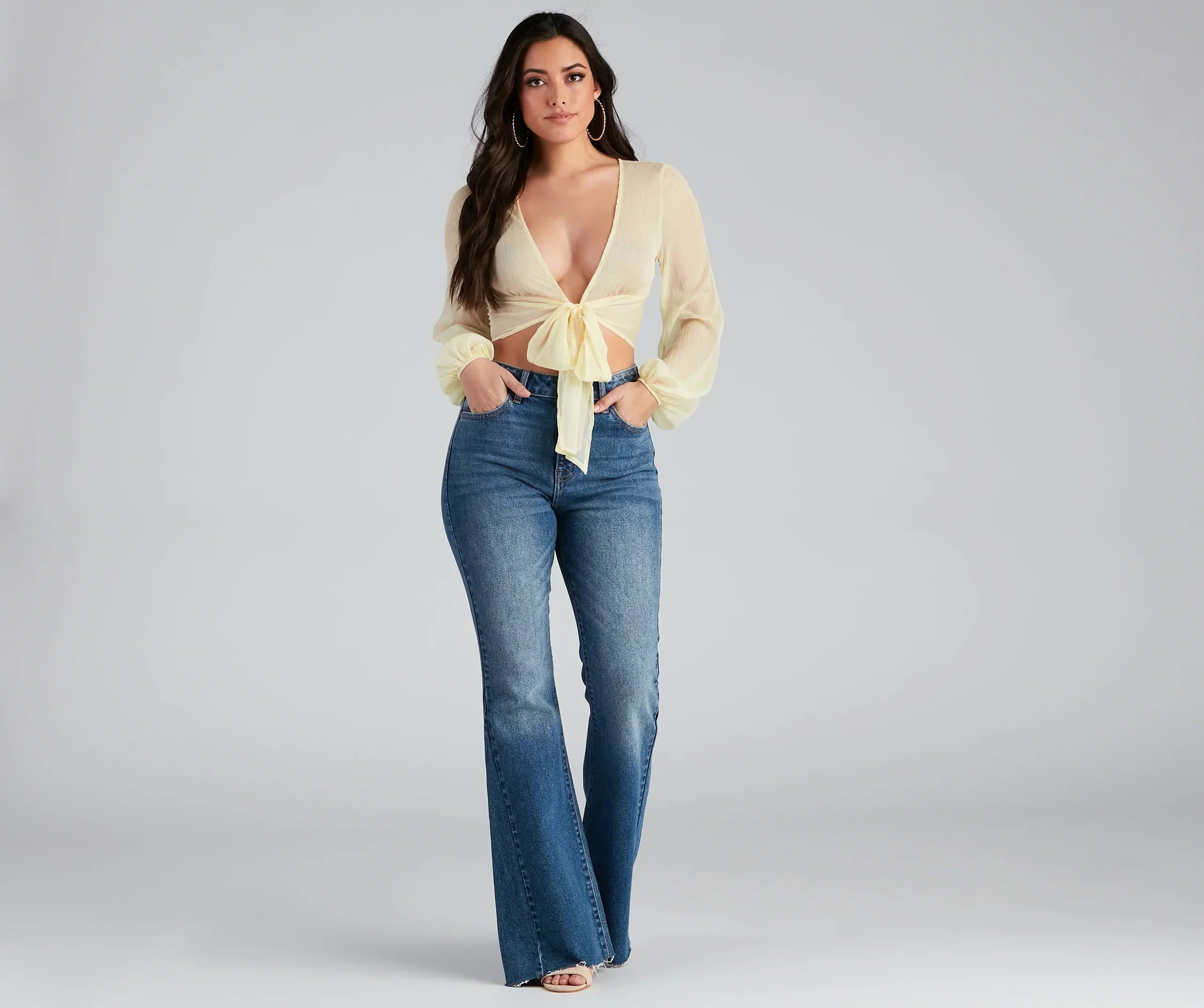 Sheer And Chic Tie Front Top