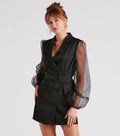 Chic And Fab Sheer Sleeve Blazer Dress