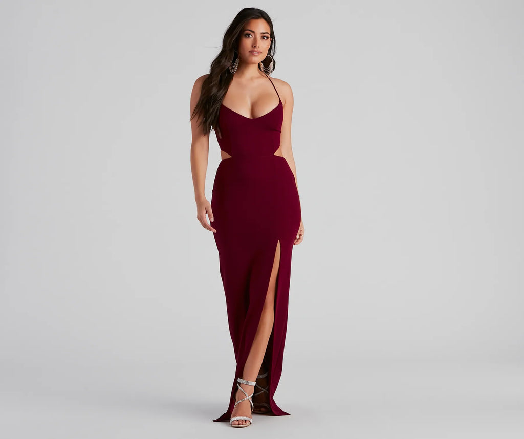 Ara Formal Lace Up Crepe Dress