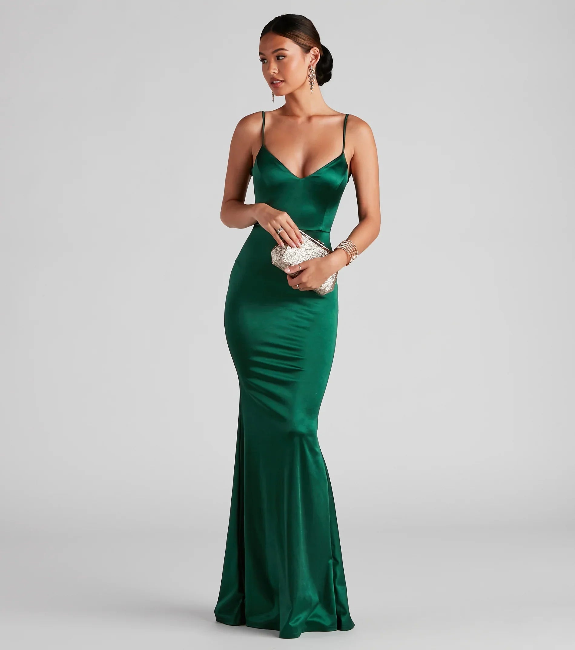 Camille Formal Satin Caged Dress