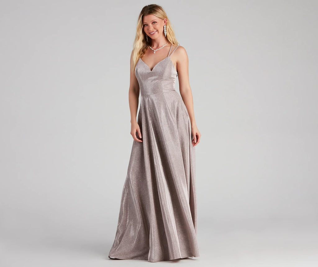 Edna Formal Glitter Lace-Up Dress