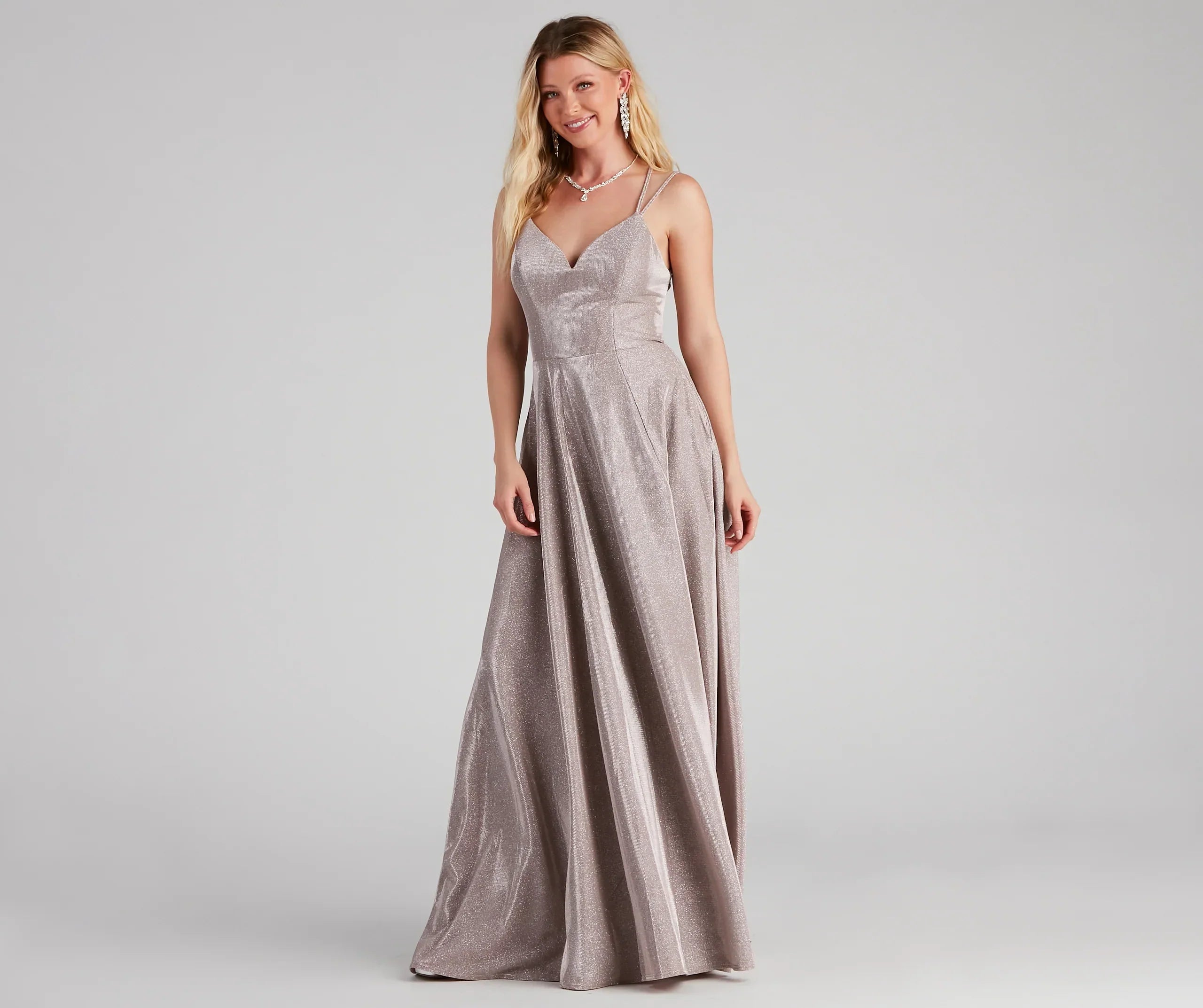 Edna Formal Glitter Lace-Up Dress
