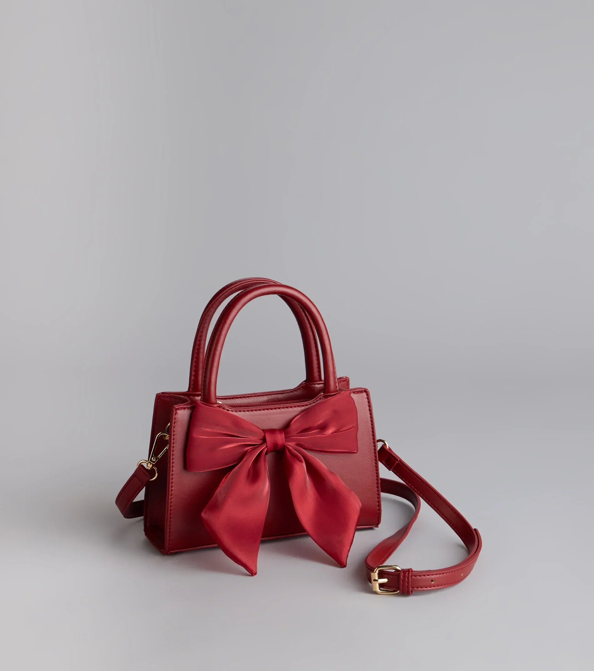 Tres Chic Tulle Bow Faux Leather Handbag