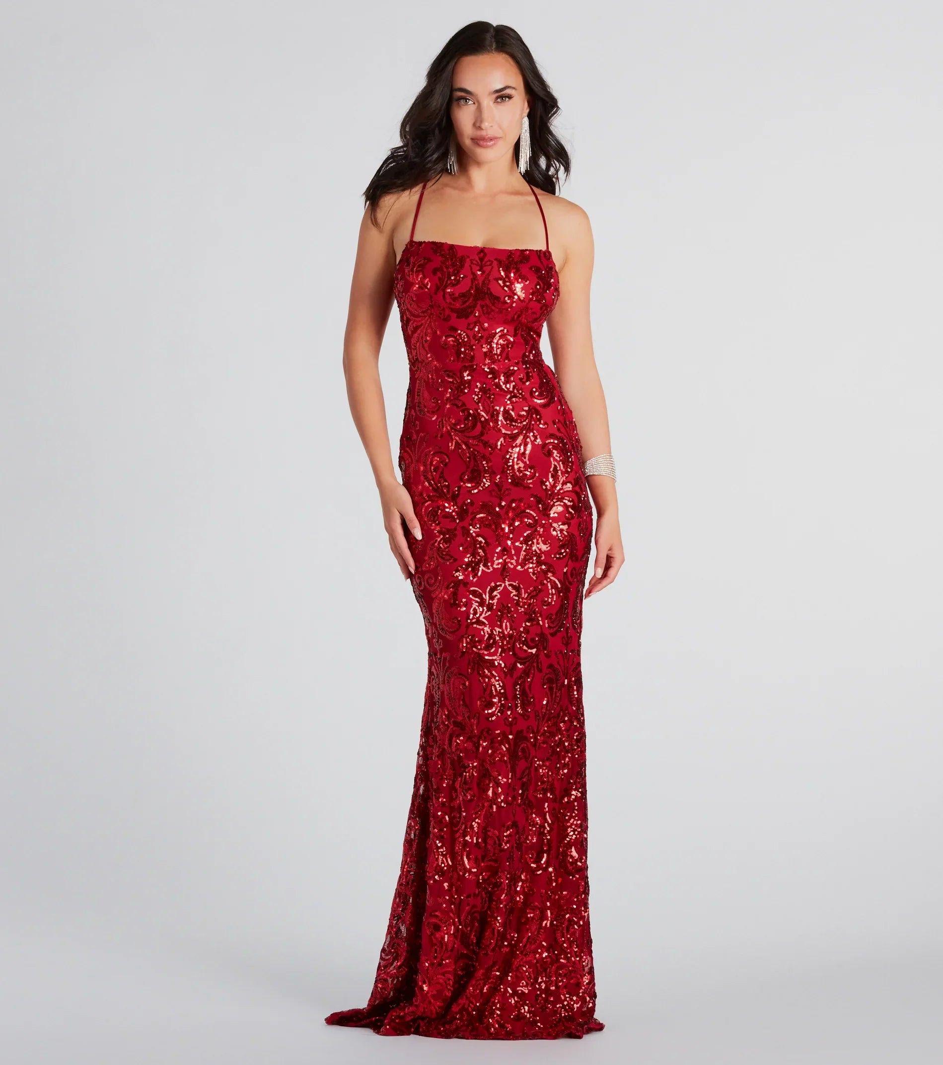 Lacie Formal Sequin Lace-Up Mermaid Dress