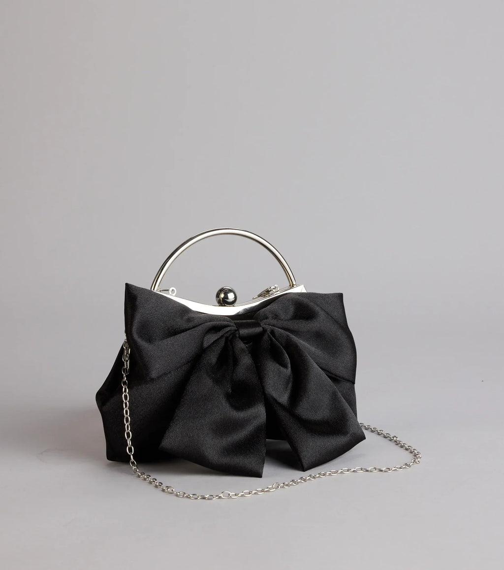 Sweet Luxe Satin Bow Clutch Purse