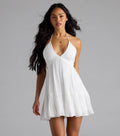 Sweet Talker Strappy Back Halter Skater Mini Dress