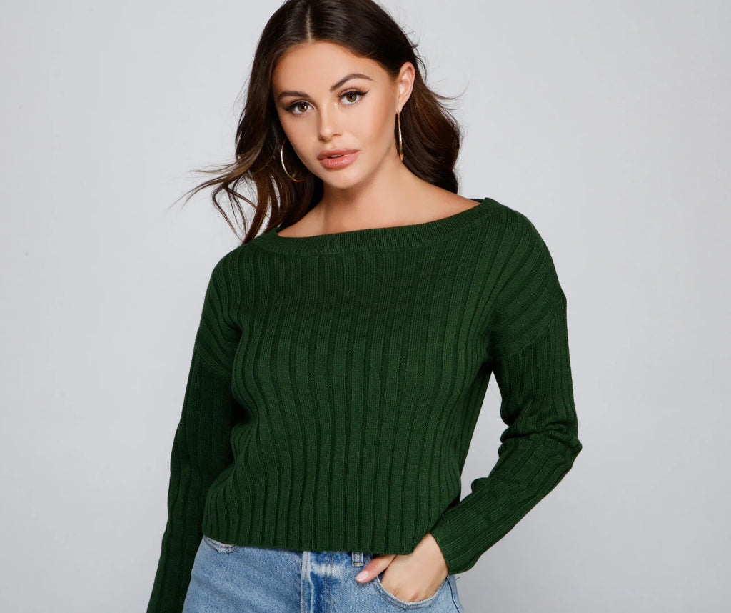 Always Cute Rib Knit Sweater Top