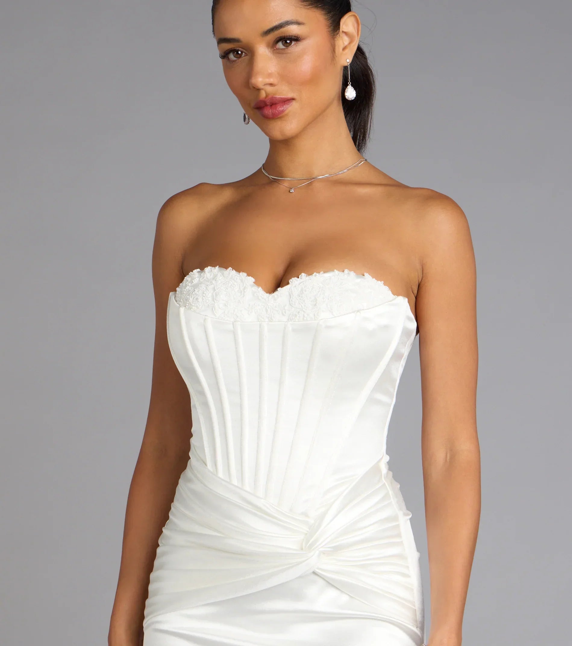 Alexia Satin Lace Bustier Mini Dress
