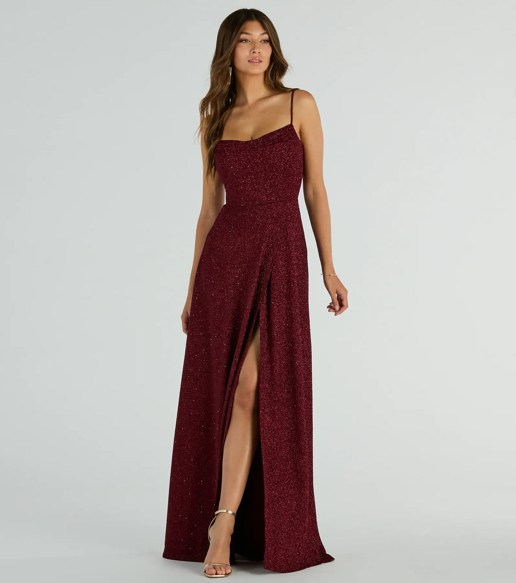 Stephanie Formal Glitter A-Line Dress