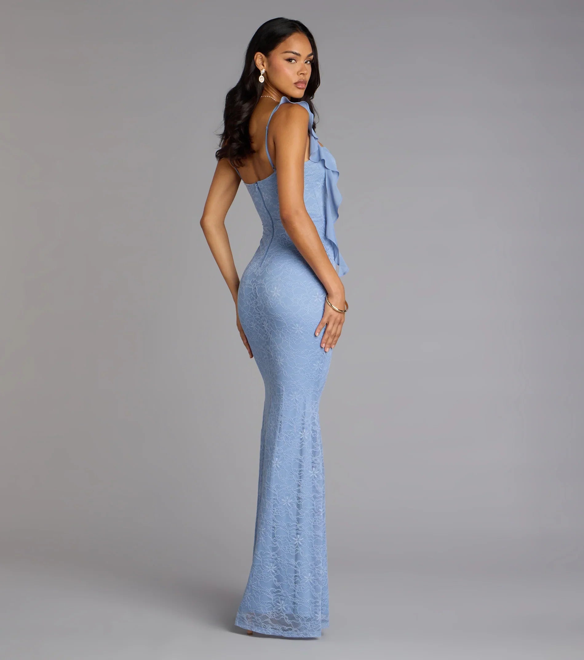 Alanna Ruffled Lace Corset Mermaid Dress