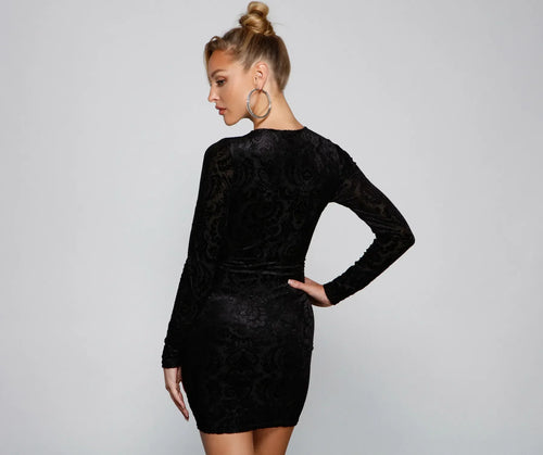 Chic And Elevated Velvet Burnout Mini Dress