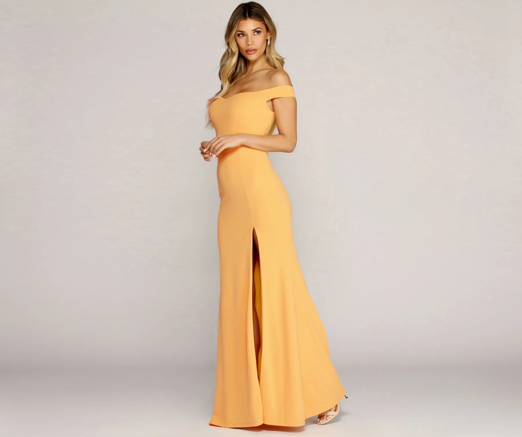 Flora Crepe Slit Gown