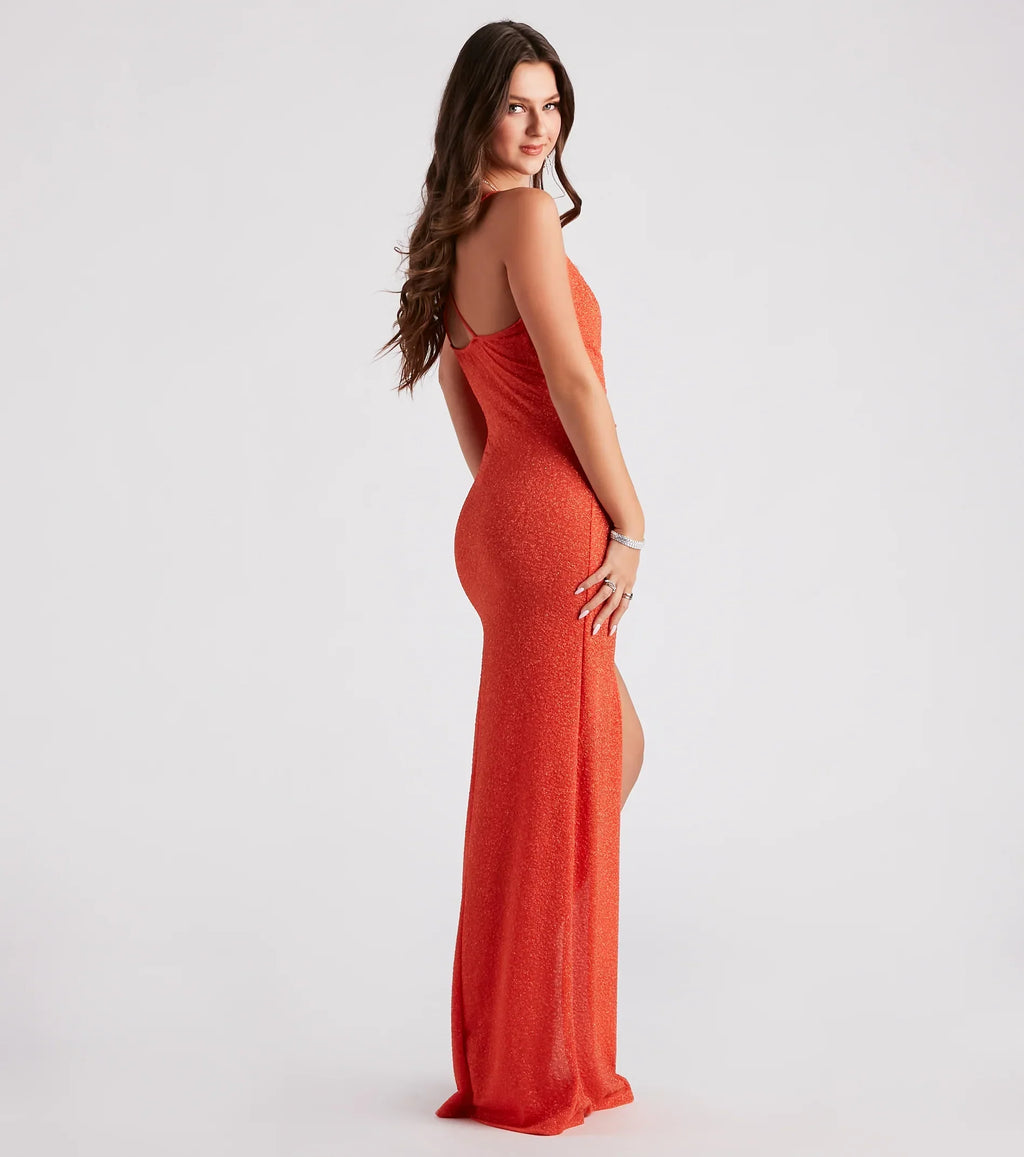Leann Formal High Slit Glitter Dress