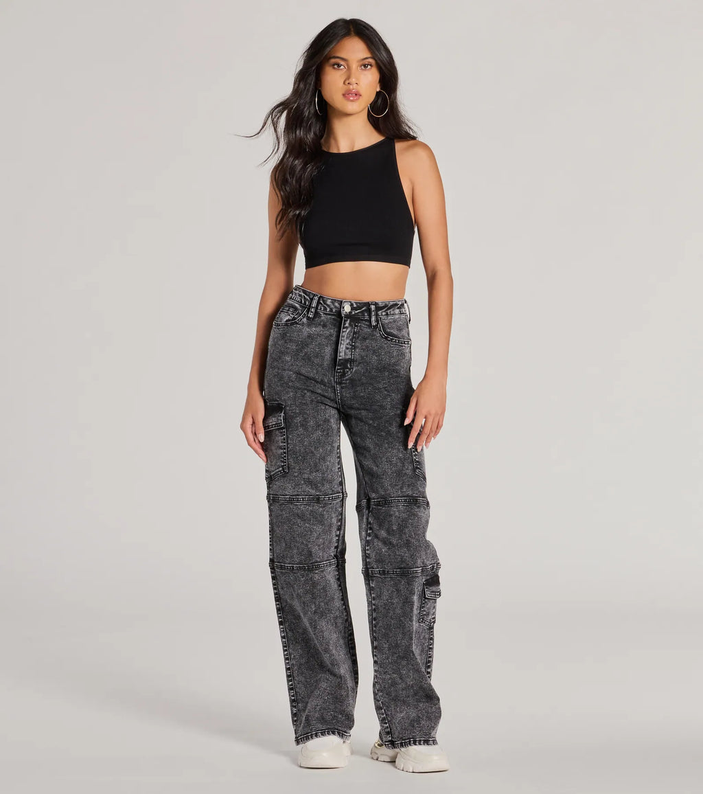 Cool Captured High Rise Cargo Denim Jeans