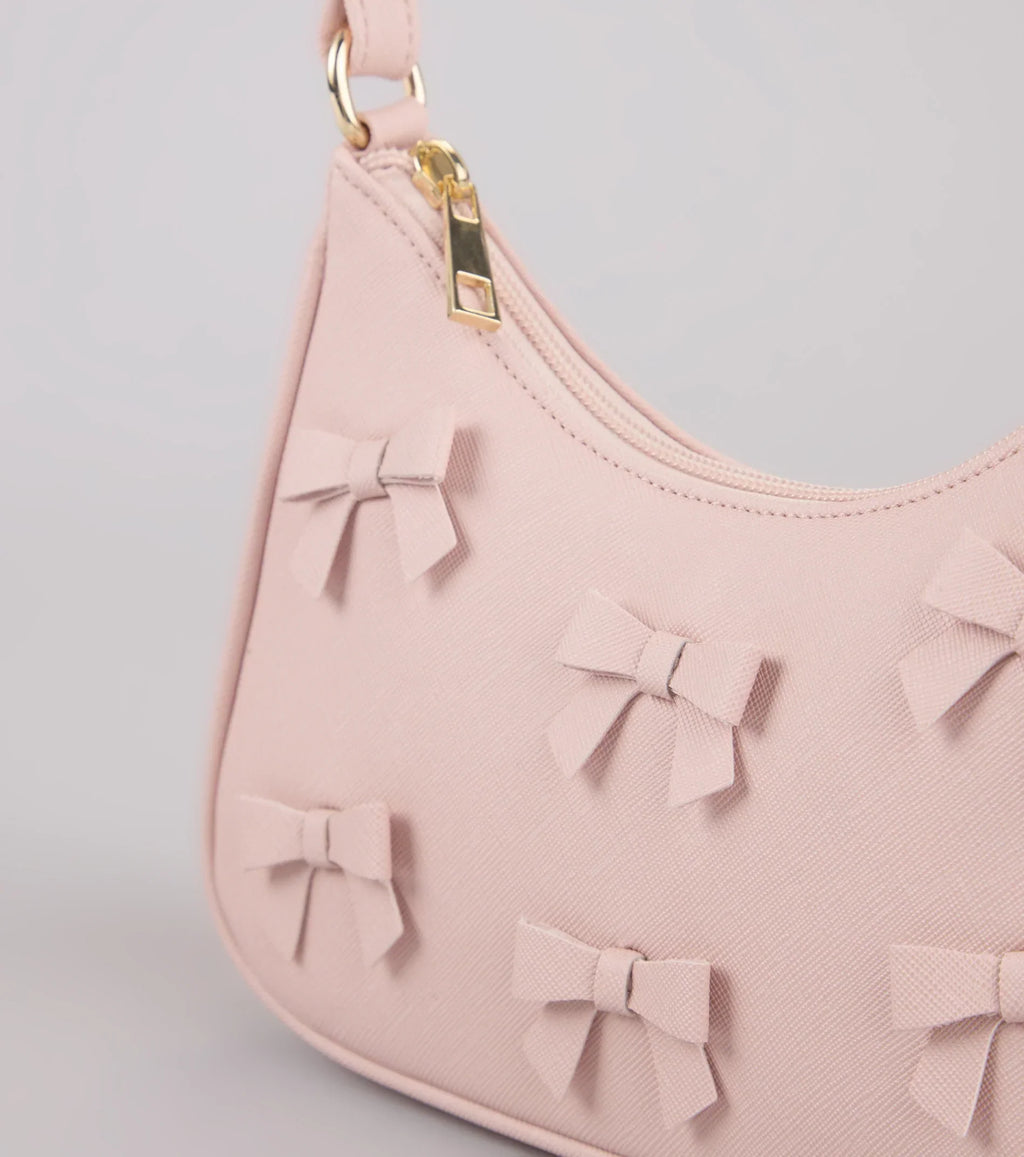 Poised Cuteness Bow Saffiano Shoulder Bag