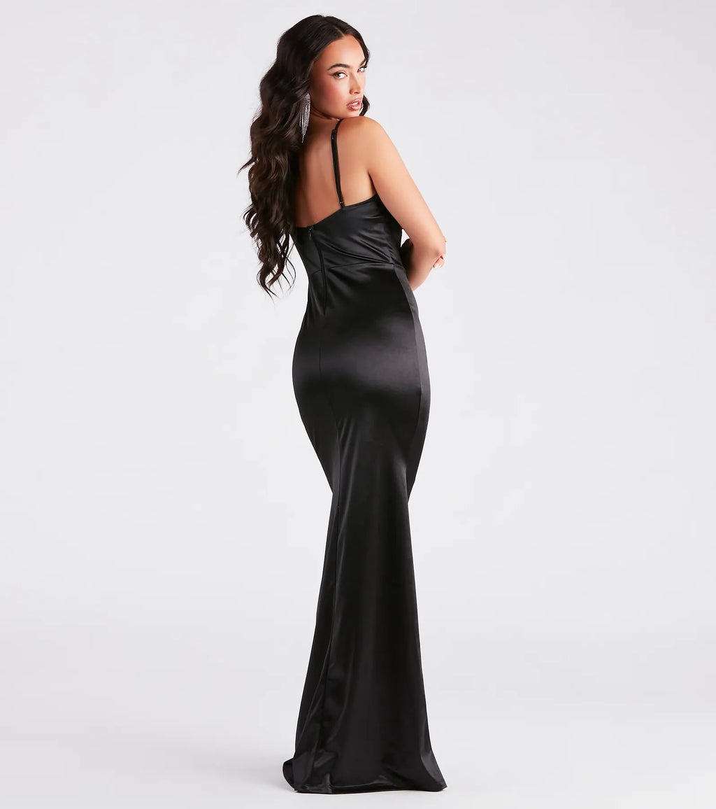 Jaycee Formal Satin Corset Mermaid Dress