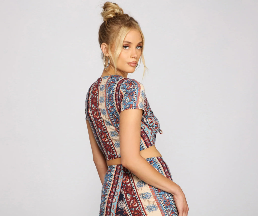 Wanderlust Beauty Tie Front Top