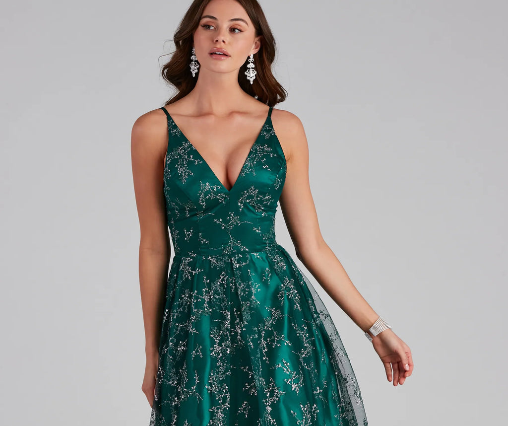 Kristin Formal Embroidered Glitter Ball Gown
