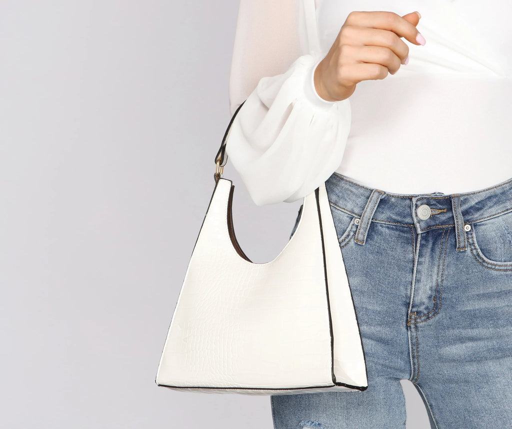 Better Days Faux Leather Triangle Croc Bag
