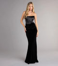 Zoya Satin Corset Velvet Mermaid Dress