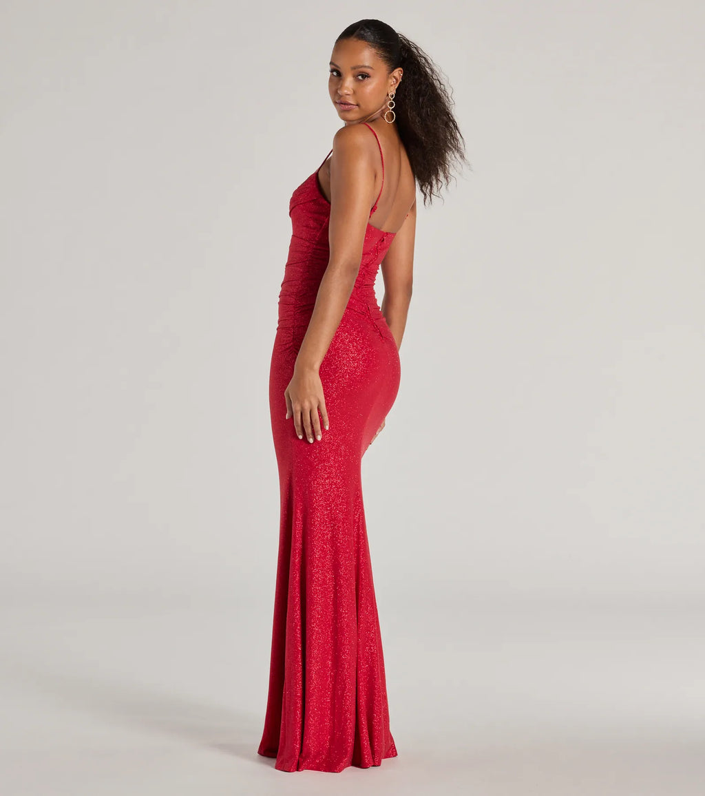Harley Sleeveless Cutout Glitter Column Dress